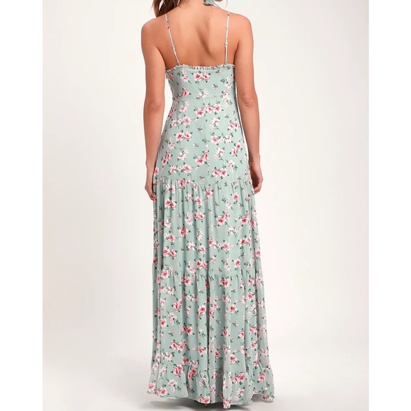 Lulus Melissa Light Sage Green Floral Print Tiered Maxi Dress - Picture 4 of 8